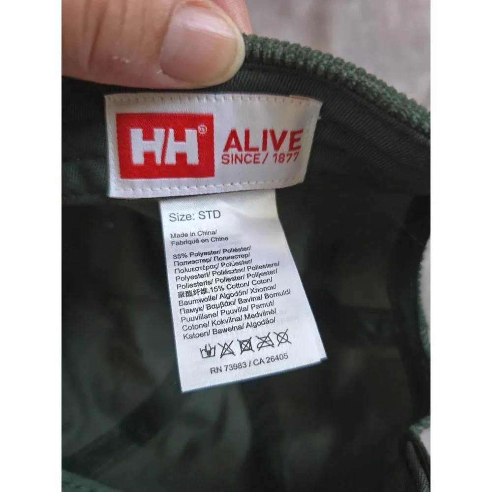 Helly Hansen Corduroy Baseball Cap Mens OS Olive Green Leather Strapback Hat